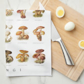 ヴィンテージイラストレーションチャート食用きのこ キッチンタオル (四つ折り)