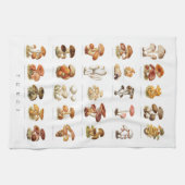 ヴィンテージイラストレーションチャート食用きのこ キッチンタオル (横)