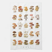 ヴィンテージイラストレーションチャート食用きのこ キッチンタオル (縦)