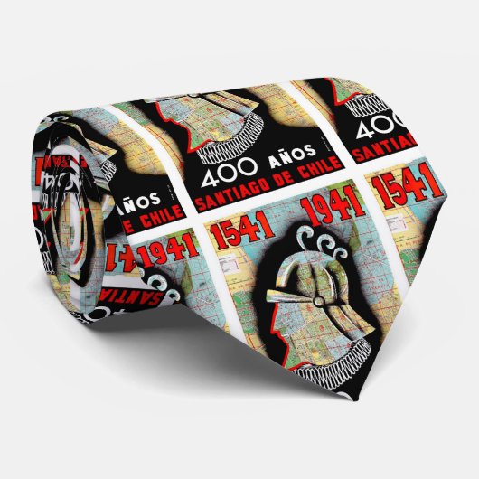 ヴィンテージイラストレーションチリサンティアゴトラベル ネクタイ (ロール)