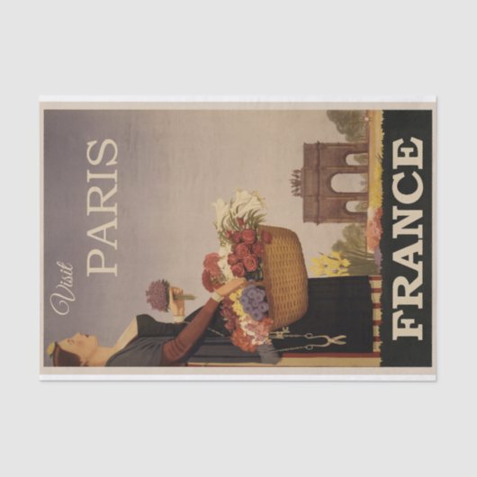 ヴィンテージイラストレーショントラベルパリ，フランス 薄葉紙 (正面)
