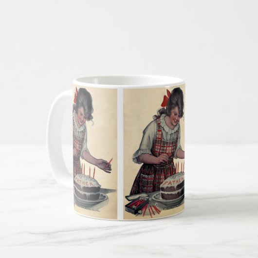 ヴィンテージイラストレーションハッピーバースデーパーティー父 コーヒーマグカップ (正面左)