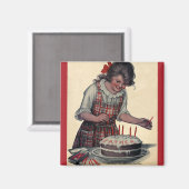 ヴィンテージイラストレーションハッピーバースデーパーティー父 マグネット (正面/裏面)