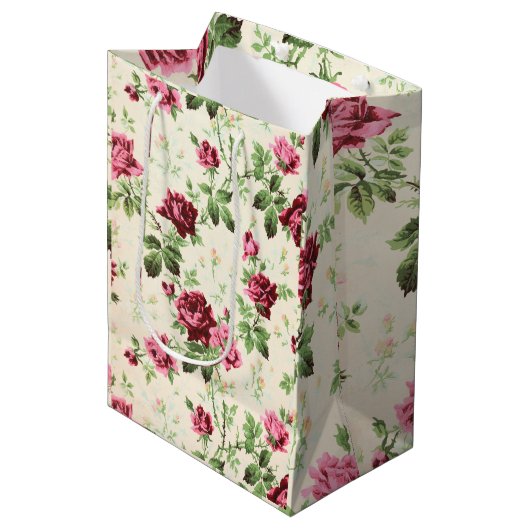 ヴィンテージイラストレーションバラの中立基準 ミディアムペーパーバッグ (正面アングル)