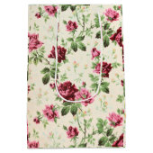 ヴィンテージイラストレーションバラの中立基準 ミディアムペーパーバッグ (裏面)