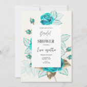 ヴィンテージイラストレーションバラブライダルシャワーA4 招待状 (正面)