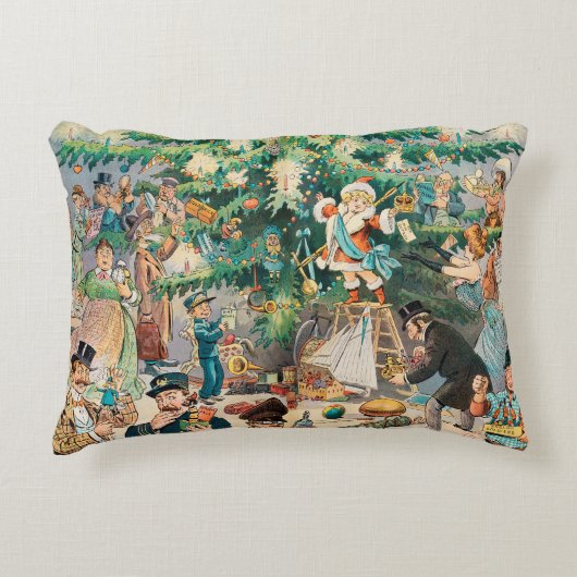 ヴィンテージイラストレーションパックのクリスマスツリー， 1902 アクセントクッション (正面)