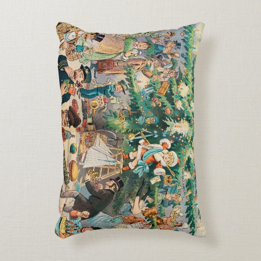 ヴィンテージイラストレーションパックのクリスマスツリー， 1902 アクセントクッション (正面(垂直))