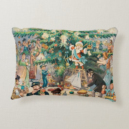ヴィンテージイラストレーションパックのクリスマスツリー, 1902 アクセントクッション (裏面)