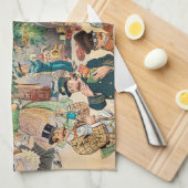 ヴィンテージイラストレーションパックのクリスマスツリー, 1902 キッチンタオル (四つ折り)