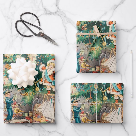 ヴィンテージイラストレーションパックのクリスマスツリー, 1902 ラッピングペーパーシート (正面)