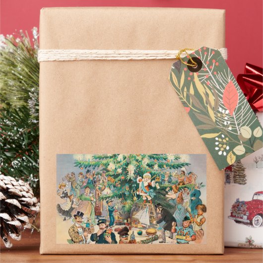 ヴィンテージイラストレーションパックのクリスマスツリー, 1902 長方形シール (クリスマス)