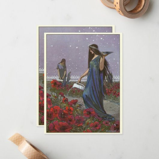 ヴィンテージイラストレーションフェアリーメイデンズアットナイト ノートカード (正面/裏面インサイチュ)