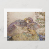 ヴィンテージイラストレーションフランスのアニー「薄紫ベール」 ポストカード (正面/裏面)