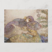 ヴィンテージイラストレーションフランスのアニー「薄紫ベール」 ポストカード (正面)