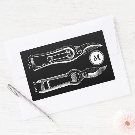 ヴィンテージイラストレーションプルーナーズモノグラムシール 長方形シール (封筒)