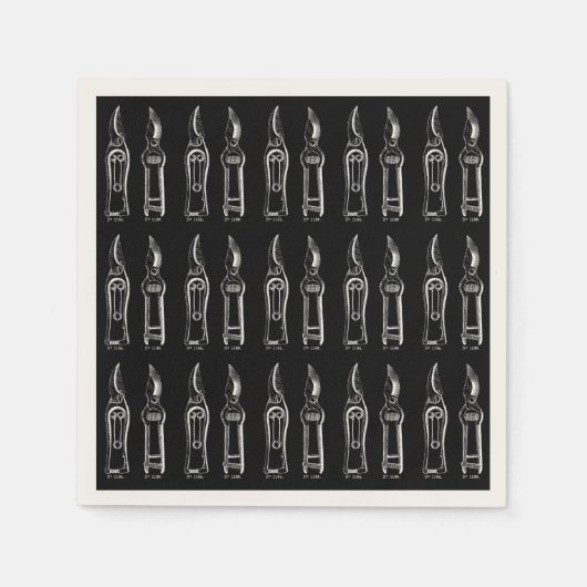 ヴィンテージイラストレーションホワイトプルーナー紙ナプキン スタンダードカクテルナプキン (正面)