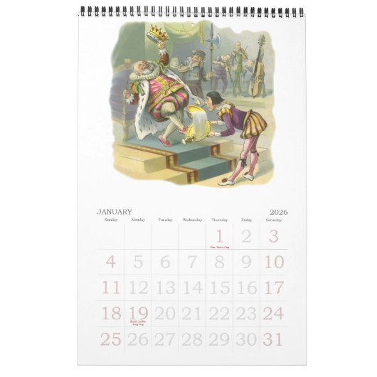 ヴィンテージイラストレーションマザーグース子供部屋ライム カレンダー (1月 2026)