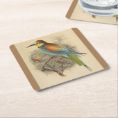 ヴィンテージイラストレーションヨーロッパビーイーター スクエアペーパーコースター (アングル)