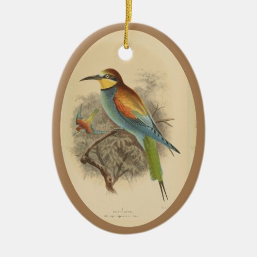 ヴィンテージイラストレーションヨーロッパビーイーター セラミックオーナメント (正面)