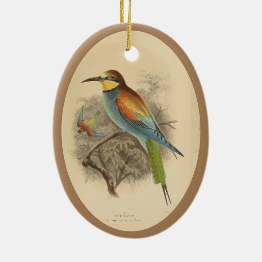 ヴィンテージイラストレーションヨーロッパビーイーター セラミックオーナメント (裏面)