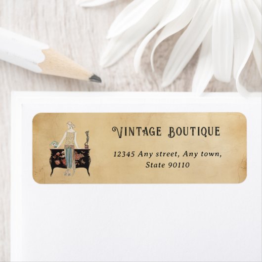 ヴィンテージイラストレーションレトロ差出人住所 ラベル (インサイチュ)
