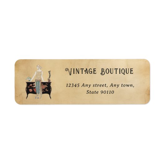 ヴィンテージイラストレーションレトロ差出人住所 ラベル (正面)
