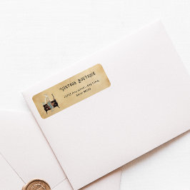 ヴィンテージイラストレーションレトロ差出人住所 ラベル