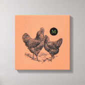 ヴィンテージイラストレーションロスターヘンモノグラムキャンバス キャンバスプリント (正面)