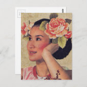 ヴィンテージイラストレーション中国の女性 ポストカード (正面/裏面)