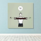 ヴィンテージイラストレーション体建物モノグラムキャンバス キャンバスプリント (インサイチュ (ウッドフロア))