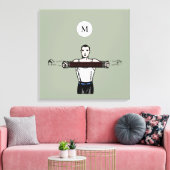 ヴィンテージイラストレーション体建物モノグラムキャンバス キャンバスプリント (インサイチュ (リビング))