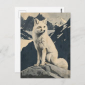 ヴィンテージイラストレーション北極キツネ ポストカード (正面/裏面)