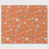 ヴィンテージイラストレーション夏のパターン ラッピングペーパー (フラット)