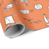 ヴィンテージイラストレーション夏のパターン ラッピングペーパー (ロールコーナー)