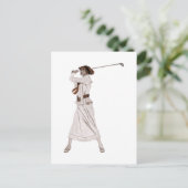 ヴィンテージイラストレーション女子ゴルフ ポストカード (スタンド正面)
