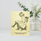 ヴィンテージイラストレーション女読の子の本おもしろいキャプション ポストカード (スタンド正面)