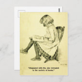 ヴィンテージイラストレーション女読の子の本おもしろいキャプション ポストカード (正面/裏面)