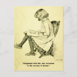 ヴィンテージイラストレーション女読の子の本おもしろいキャプション ポストカード