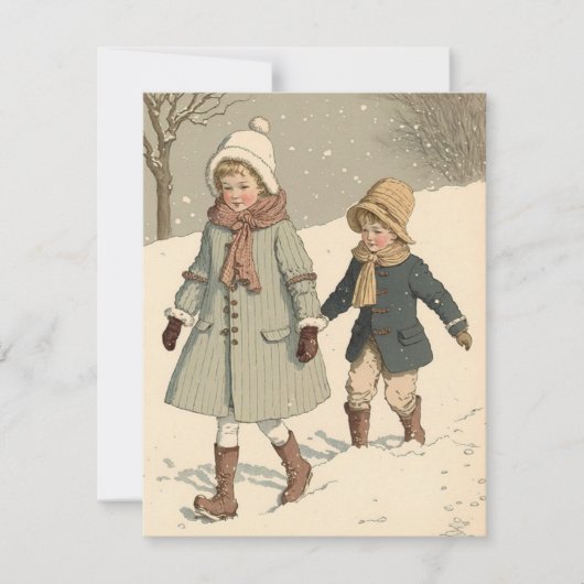 ヴィンテージイラストレーション子クリスマスカード シーズンカード (正面)