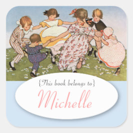 ヴィンテージイラストレーション子蔵書票 スクエアシール