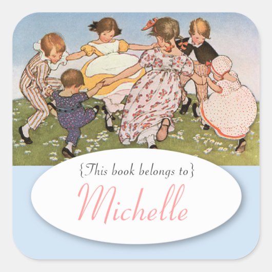 ヴィンテージイラストレーション子蔵書票 スクエアシール (正面)