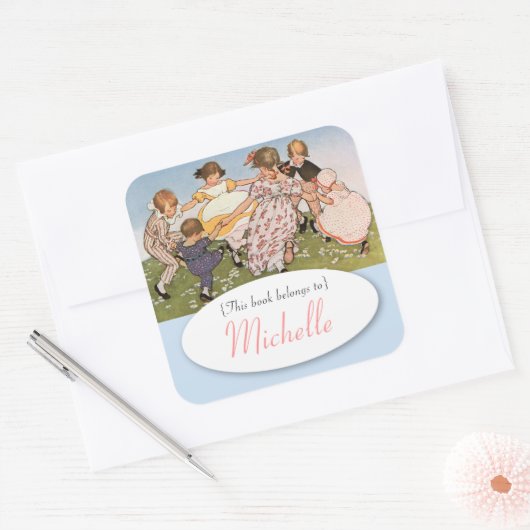 ヴィンテージイラストレーション子蔵書票 スクエアシール (封筒)