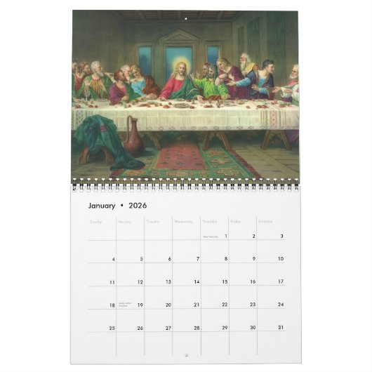 ヴィンテージイラストレーション宗教、キリスト教 カレンダー (1月 2026)