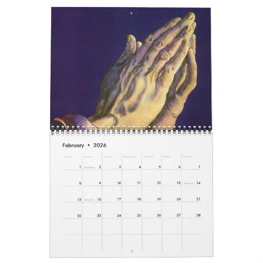 ヴィンテージイラストレーション宗教、キリスト教 カレンダー (2月 2026)