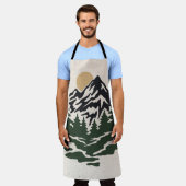 ヴィンテージイラストレーション山景山 エプロン (着用した状態)