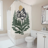 ヴィンテージイラストレーション山景山 シャワーカーテン (インサイチュ)