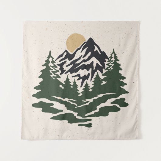 ヴィンテージイラストレーション山景山 タペストリー (正面)