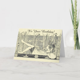 ヴィンテージイラストレーション怠惰な日誕生日カード カード