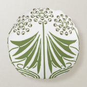 ヴィンテージイラストレーション抽象芸術アールヌーボーボーティ ラウンドクッション (正面)